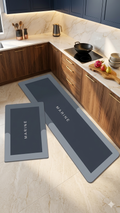 2 Pcs Kitchen Mats Set – Waterproof Memory Foam Anti-Fatigue Mat Non-Slip Rug for Kitchen, Sink, Laundry & Home Office – 120x40 cm + 40x60 cm (Marine Design)