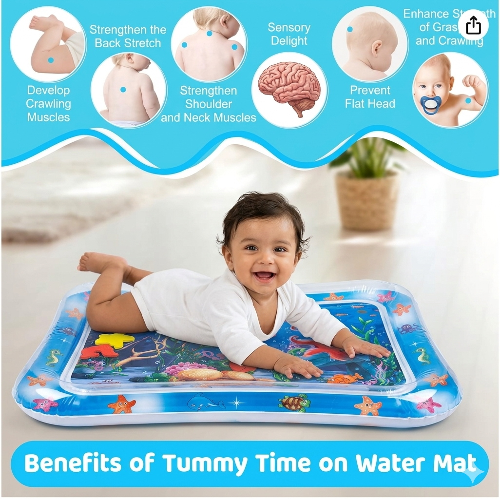 Baby Kids Water Play Mat Toys Inflatable Tummy Time Leakproof Water Play Mat, Fun Activity Play Center Indoor and Outdoor Water Play Mat for Baby Random Design