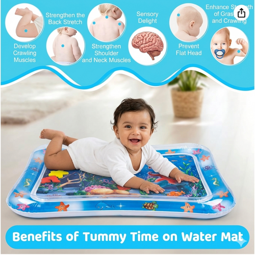 Baby Kids Water Play Mat Toys Inflatable Tummy Time Leakproof Water Play Mat, Fun Activity Play Center Indoor and Outdoor Water Play Mat for Baby Random Design